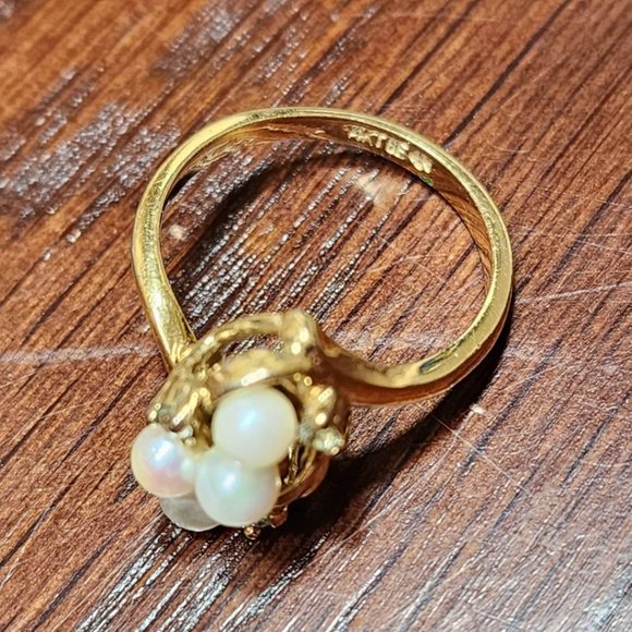 Faux pearl with 14K gold plate Beautiful Rings SET OF 2 - Picture 7 of 9